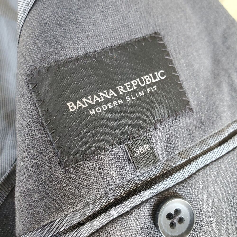 Banana Republic Charcoal Modern Slim Fit Blazer Jacket Size 38R - Picture 8 of 11